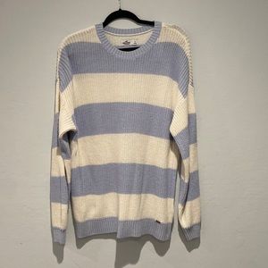 Hollister Sweater White and Blue Thick Stripes